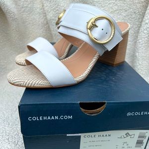 Cole Haan white mule heeled sandals